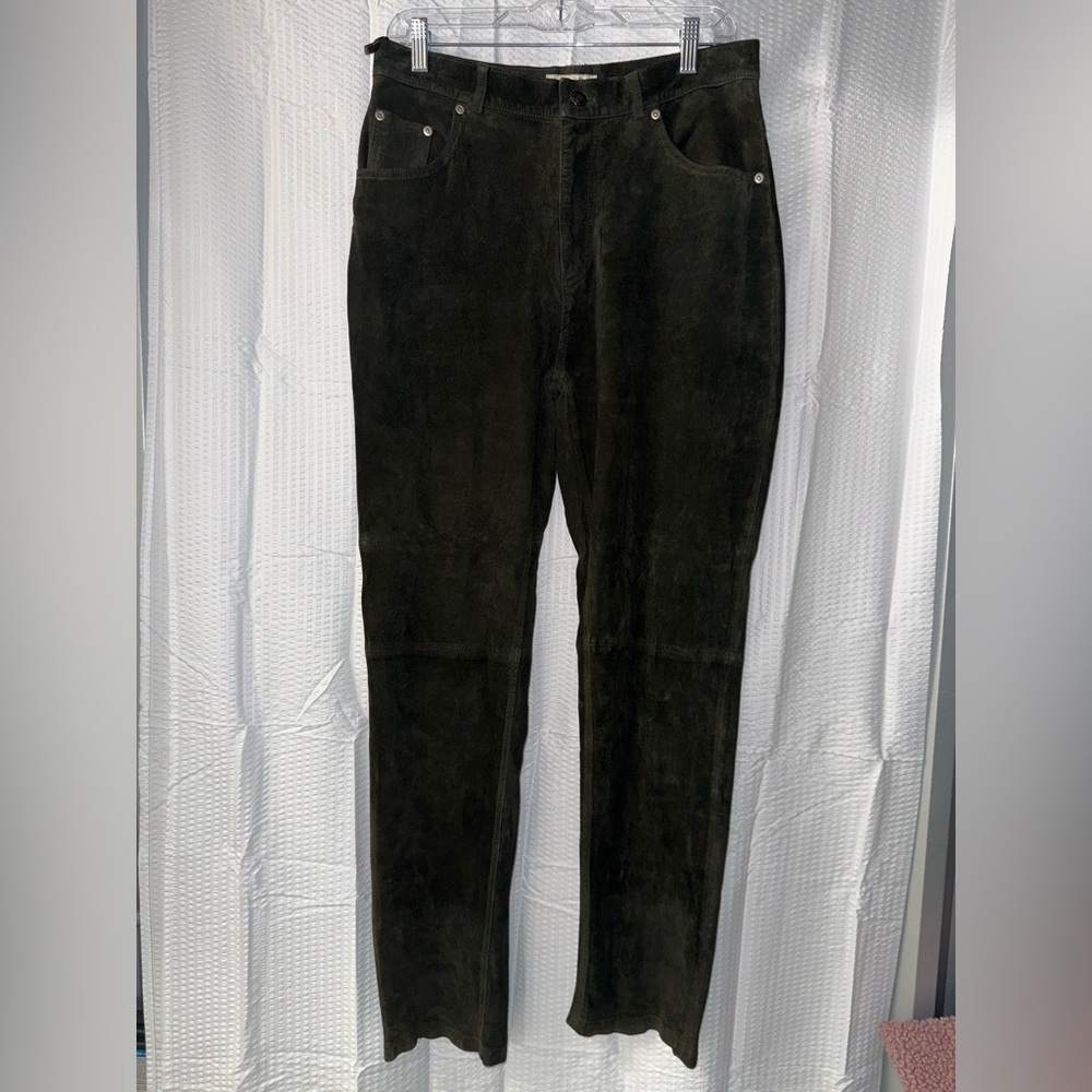 Vtg St. Johns Bay Washable Suede Leather Straight Pants Women 12